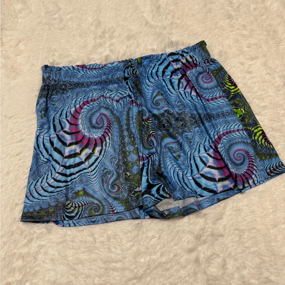 New xl blue tye dye boxer athletic rave festival raver EDC shorts